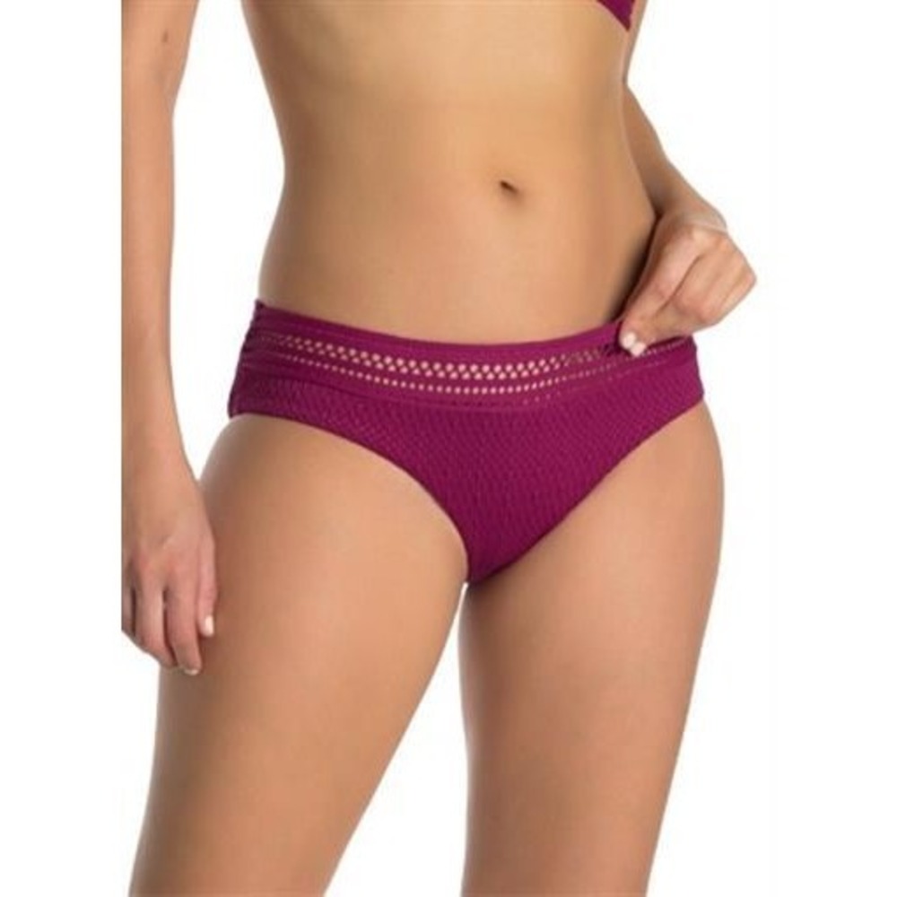 NWT Robin Piccone Perla XXS Maroon Crochet Banded Bikini Swim Bottom 111240